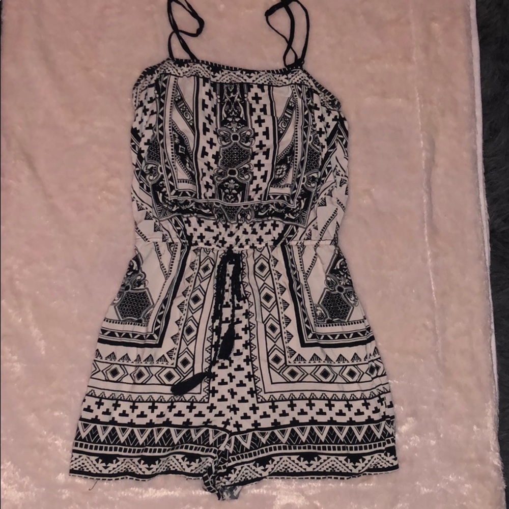 Black and white pattern romper